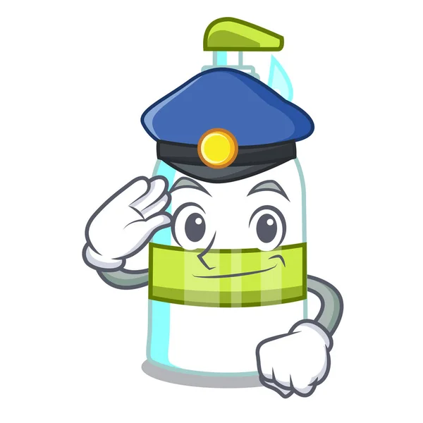 Police Liquid Soap Character Bottles Vector Illustratrion — Stock Vector