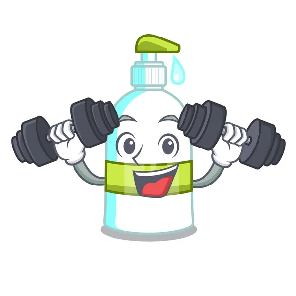 Fitness Flüssigseife Den Charakterflaschen Vektor Illustration — Stockvektor
