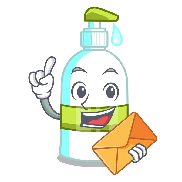 Avec Enveloppe Savon Liquide Dans Panier Dessin Animé Illustration Vectorielle — Image vectorielle