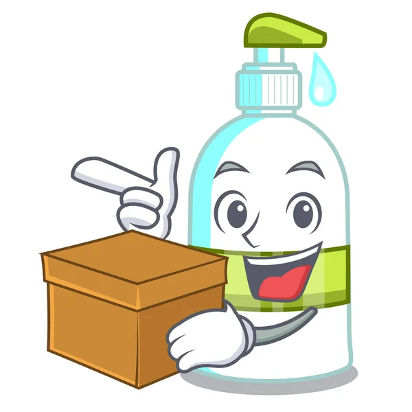 Box Liquid Soap Cartoon Basket Vector Illustration — Stock Vector