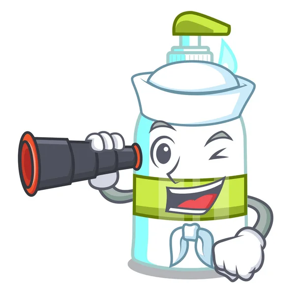 Sailor Binocular Liquid Soap Isolated Mascot Vector Illustration — Stockový vektor