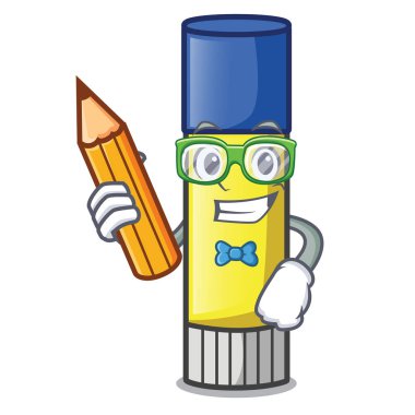 Öğrenci tutkal karakter tablo vektör çizim üzerinde sopa