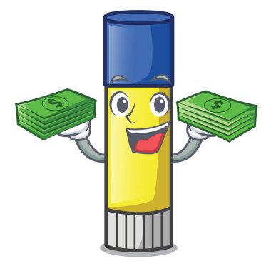 Maskot vektör illüstrasyon izole para çantası yapıştırıcı ile