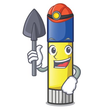 Madenci glue Stick'i maskot vektör illüstrasyon izole