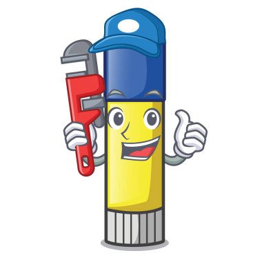 Tesisatçı sevimli çizgi üzerinde tutkal sopa vektör çizim