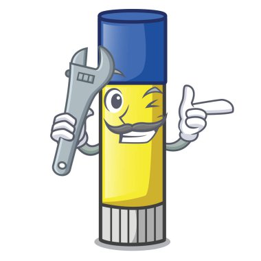 Tutkal sopa vektör çizim üzerinde mekanik sevimli çizgi