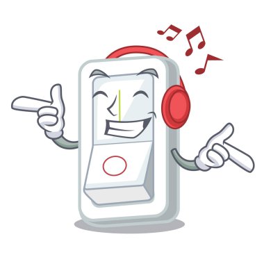 Dinleme müzik ışık anahtarı maskot vektör illüstrasyon ile izole edilir