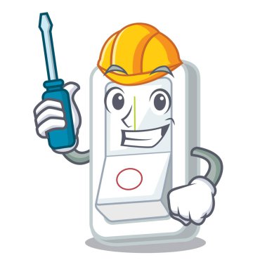 Çizgi film ahşap duvar vektör çizim yukarıda Otomotiv elektrik düğmesi