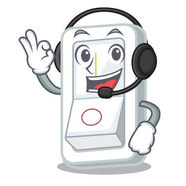 Çizgi film ahşap duvar vektör çizim yukarıda kulaklık ışık anahtarı ile