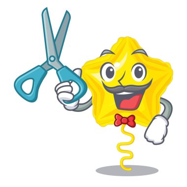 Kuaför yıldız balon uçakla maskot gökyüzü vektör çizim yapıldı.