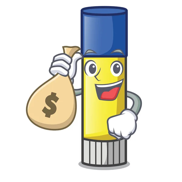 Money Bag Glue Stick Cartoon Shape Vector Illustration — Stock Vector