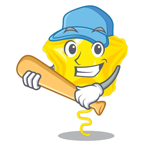 Playing Baseball Star Balloon Flown Mascot Sky Vector Illustration — ストックベクタ