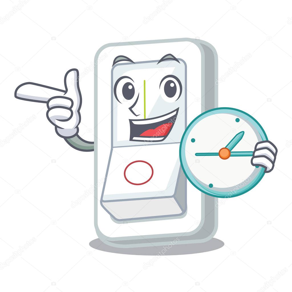 With clock light switch attaches the character wall vector illustration