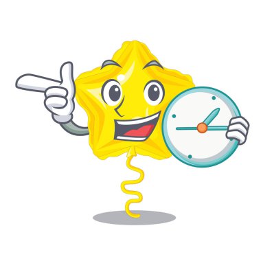 Saat yıldız ballon karakter vektör illüstrasyon izole ile