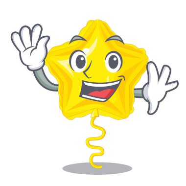 Karakter vektör illüstrasyon izole yıldız ballon sallayarak