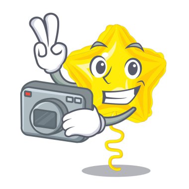 Çizgi film şekil vektör çizim fotoğrafçı yıldız balonunda