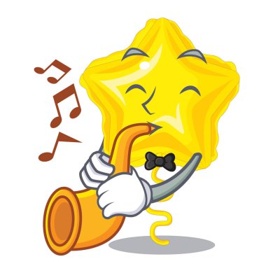With trumpet star balloon in the cartoon shape vector illustration