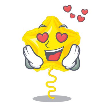 İçinde sevgi yıldız balonunda çizgi film şekil vektör çizim