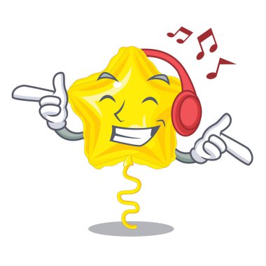 Çizgi film şekil vektör çizim yıldız balonunda müzik dinleme