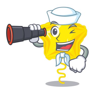 Denizci yıldız balonunda Dürbün: çizgi film şekil vektör çizim ile