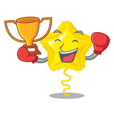 Ahşap çizgi film tablo vektör çizim kazanan yıldız balonda boks