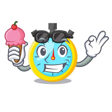 Dondurma izole ile kronometre ile karakter vektör çizim içinde