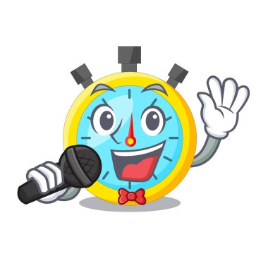 Şarkı stowatch bir maskot ahşap masa vektör çizim üzerinde