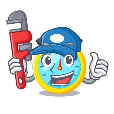 Tesisatçı karikatür kronometre üzerinde yarış vektör çizim için