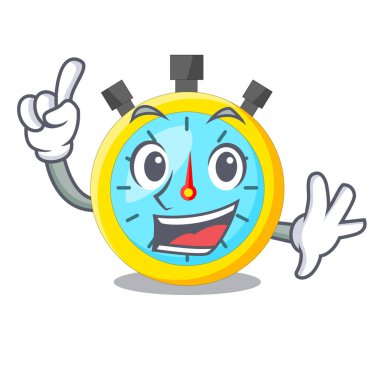 Finger cartoon stopwatch on for the race vector illustration