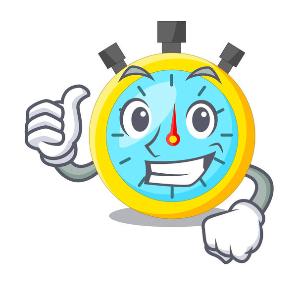 Thumbs up isolated stopwatch with in the character vector illustration