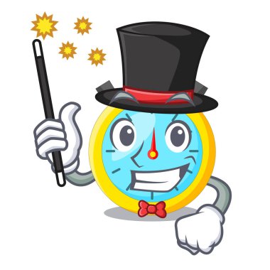Magician cartoon stopwatch on for the race vector illustration