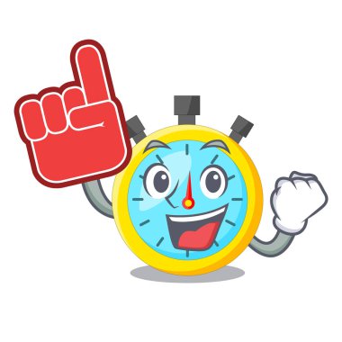 Foam finger cartoon stopwatch on for the race vector illustration
