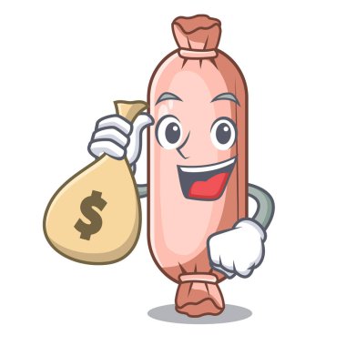 Para çantası bolster ile komik karikatür şekli vektör çizim üzerinde