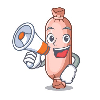 Komik karikatür şekli vektör çizim üzerinde ile megafon bolster