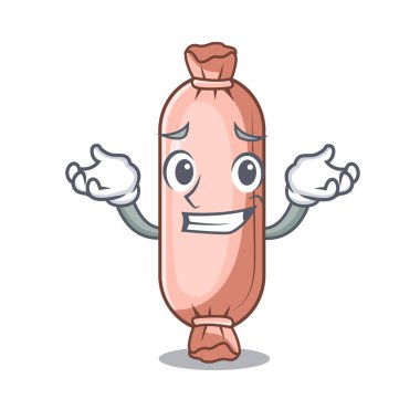 Sırıtarak üzerinde isolasi destekleyecek bir karakter vektör çizim