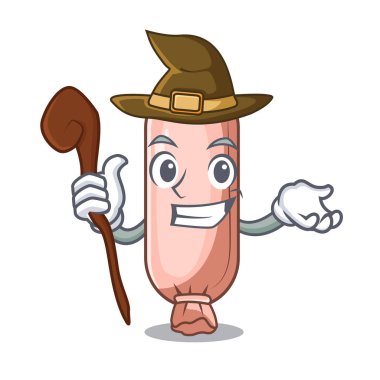 Cadı yastık uyku Oda vektör çizim karikatür yerleştirilmiş