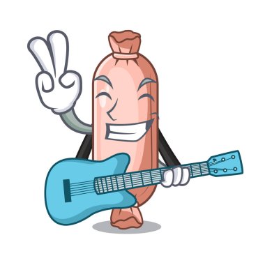 Gitar yastık uyku Oda vektör çizim karikatür yerleştirilmiş