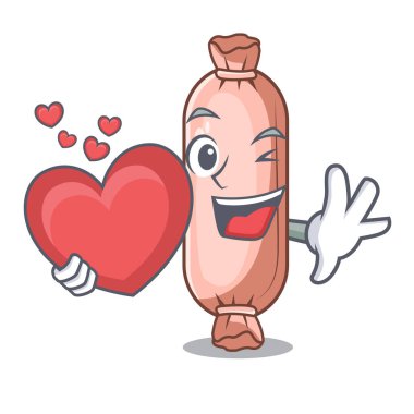 Kalp yastık uyku Oda vektör çizim karikatür yerleştirilmiş