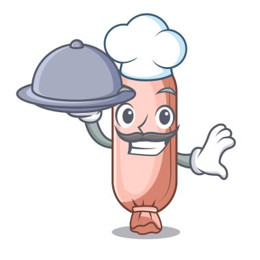 Şef ile gıda yastık uyku Oda vektör çizim karikatür yerleştirilmiş