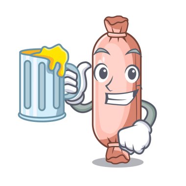 With juice bolsters placed in cartoon sleeping room vector illustration