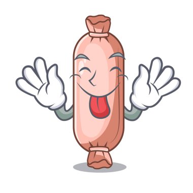 Yastık maskot yatak vektör çizim üzerinde dışarı dil