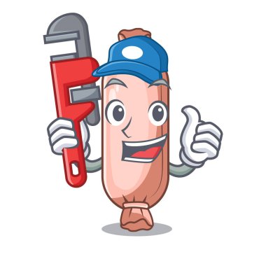 Yukarıda tesisatçı yastık maskot yatak vektör çizim üzerinde