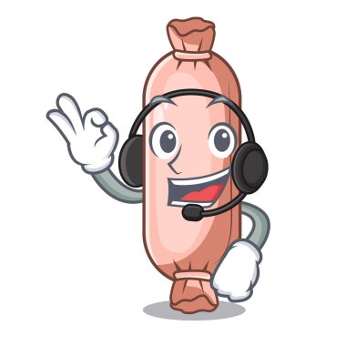 With headphone bolsters above on the mascot bed vector illustration