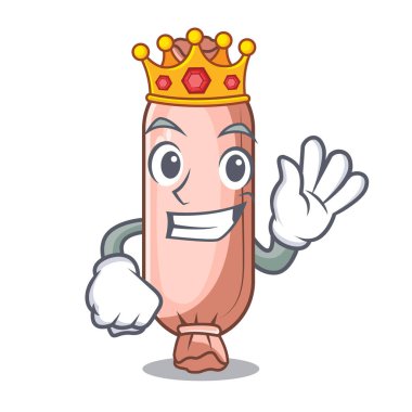 Maskot yatak vektör çizim üzerinde yukarıda Kral destekleri