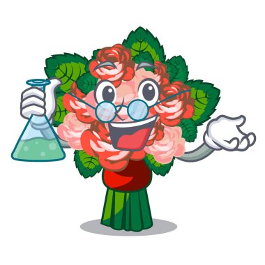 Profesör karakter şekli vektör çizim çiçek buketleri