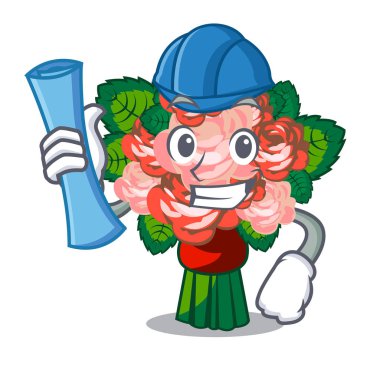 Karakter şekli vektör çizim çiçek buketleri mimar