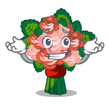 Karakter şekli vektör çizim üzerinde sırıtan buketler çiçek