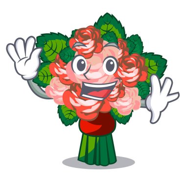 Buketler çiçek karakter şekli vektör çizim üzerinde sallayarak