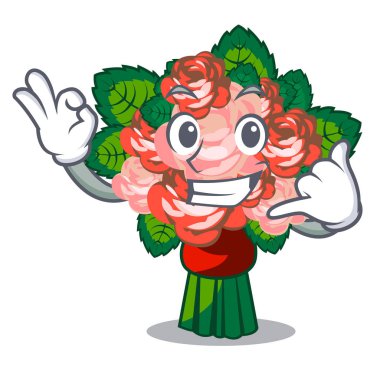 Bana cam karikatür vektör çizim üzerinde yerleştirilen buket çiçek arama