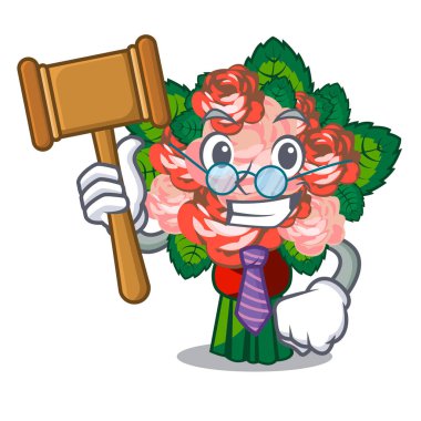 Cam karikatür vektör çizim üzerinde yerleştirilen Yargıç çiçek buketi